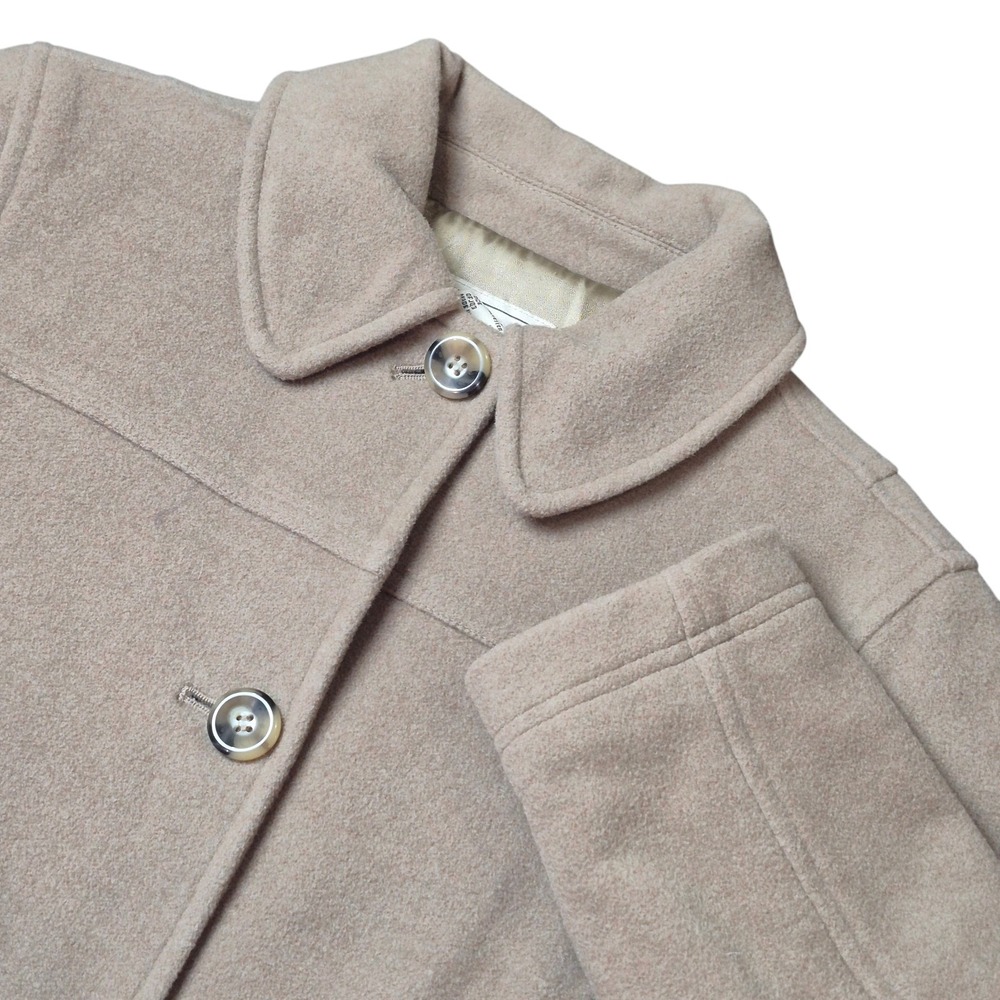 L.L.Bean Women's M‎ Wool Blend Thinsulate Coat Taupe Button Front Winter Jacket
